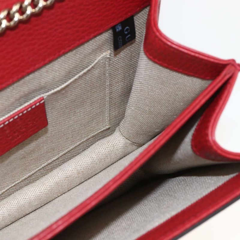【日本直送】GUCCI 鏈條互扣式肩背包 皮革 紅色 金色 510304 正品 ka1541M-18