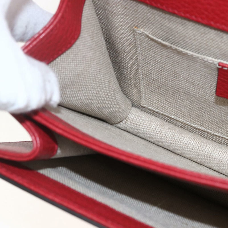 【日本直送】GUCCI 鏈條互扣式肩背包 皮革 紅色 金色 510304 正品 ka1541M-19