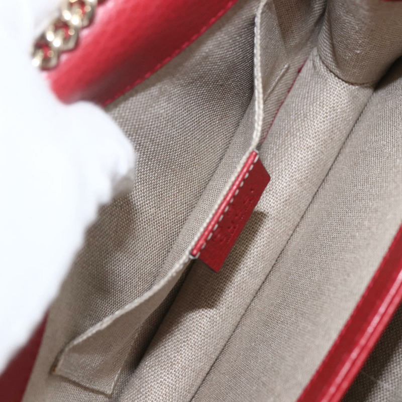 【日本直送】GUCCI 鏈條互扣式肩背包 皮革 紅色 金色 510304 正品 ka1541M-20