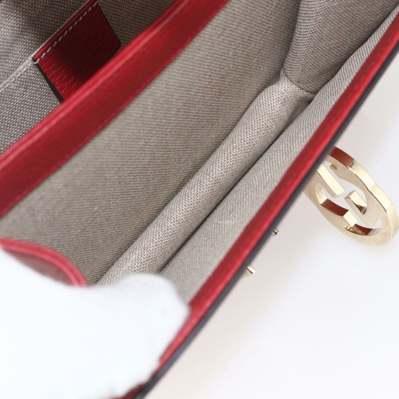 【日本直送】GUCCI 鏈條互扣式肩背包 皮革 紅色 金色 510304 正品 ka1541M-21