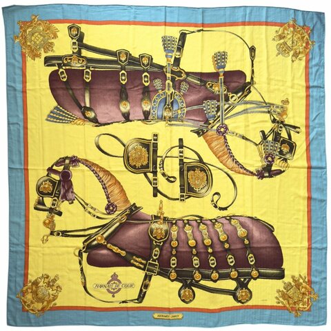 HERMES Harnais de Coeur shawl 140 羊絨 圍巾