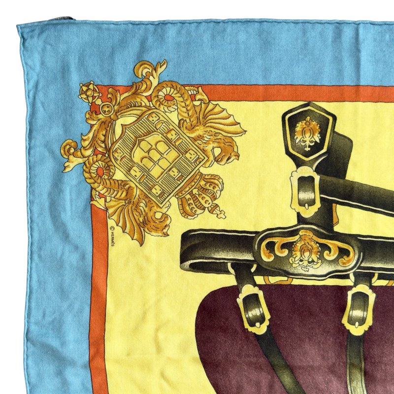 HERMES Harnais de Coeur shawl 140 羊絨 圍巾-5