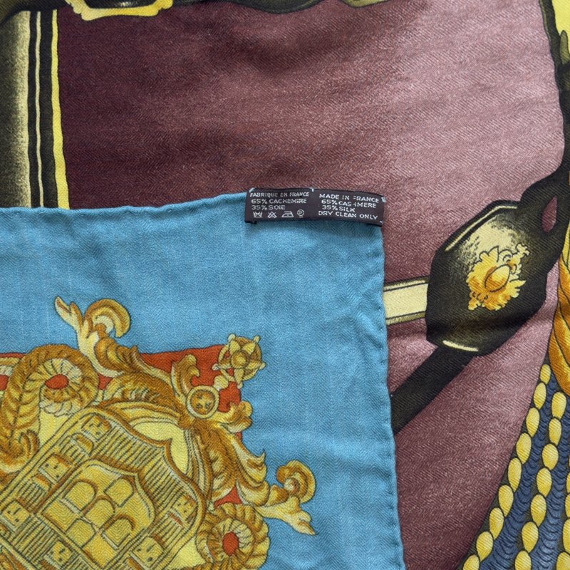 HERMES Harnais de Coeur shawl 140 羊絨 圍巾-7