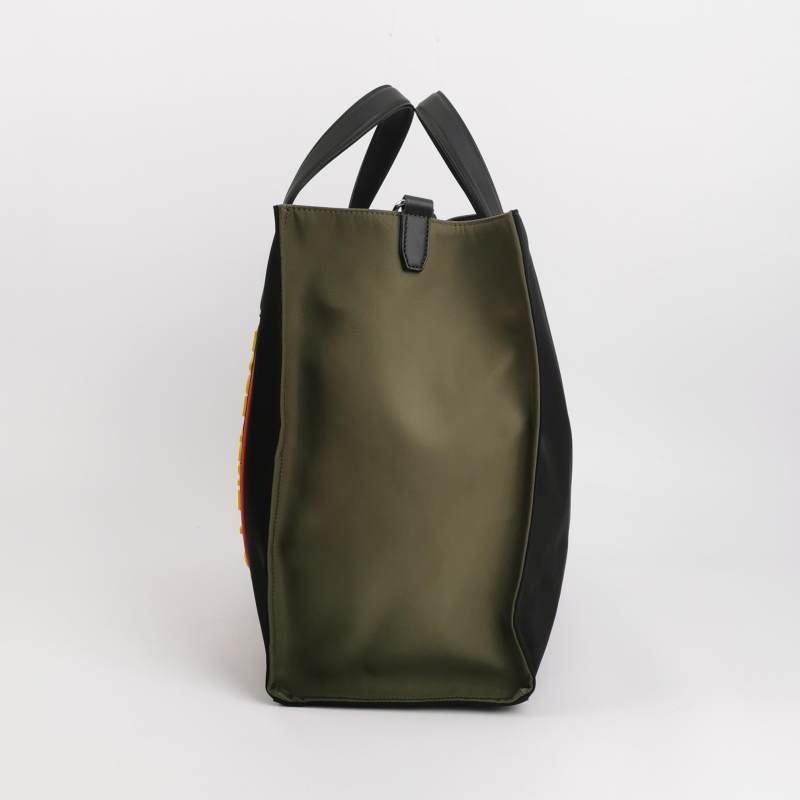 Fendi牛皮尼龍布拼色字母Logo斜挎包單肩包-2