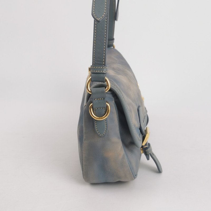 Prada牛皮尼龍布字母Logo皮帶扣斜挎包單肩包-3