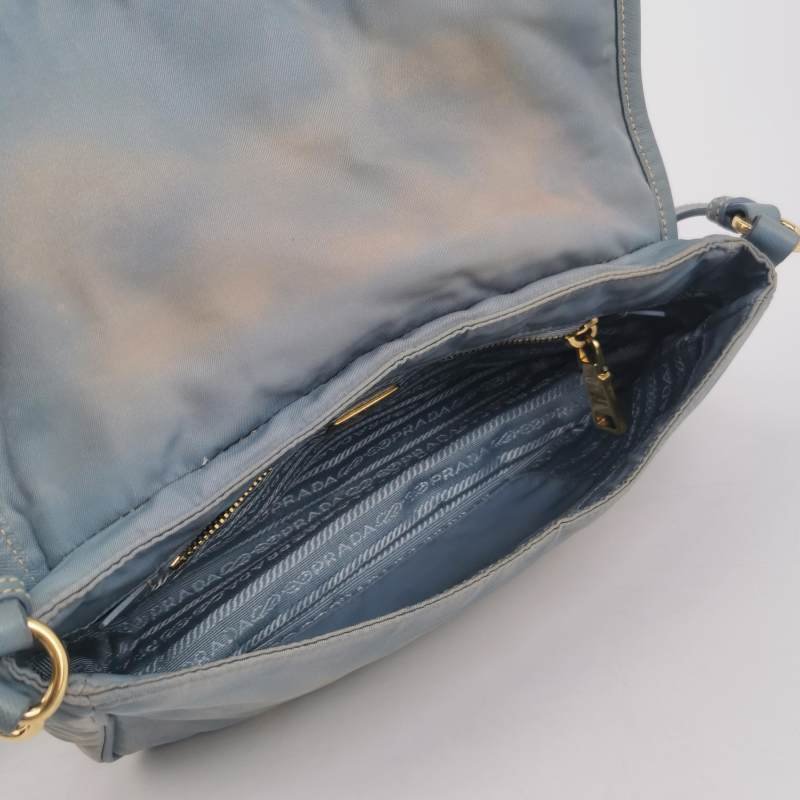 Prada牛皮尼龍布字母Logo皮帶扣斜挎包單肩包-6