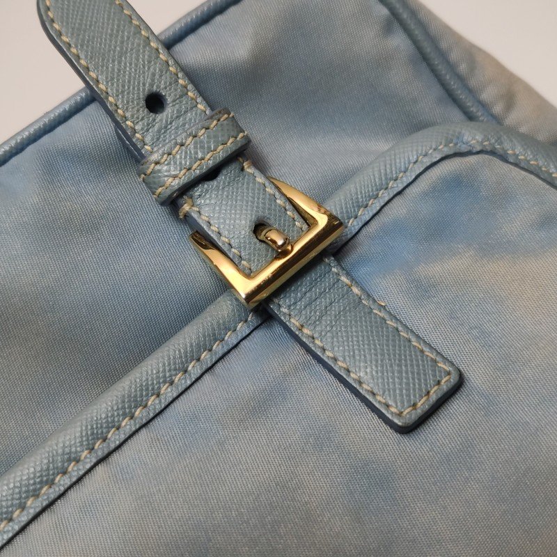 Prada牛皮尼龍布字母Logo皮帶扣斜挎包單肩包-14