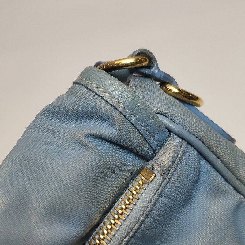 Prada牛皮尼龍布字母Logo皮帶扣斜挎包單肩包-15