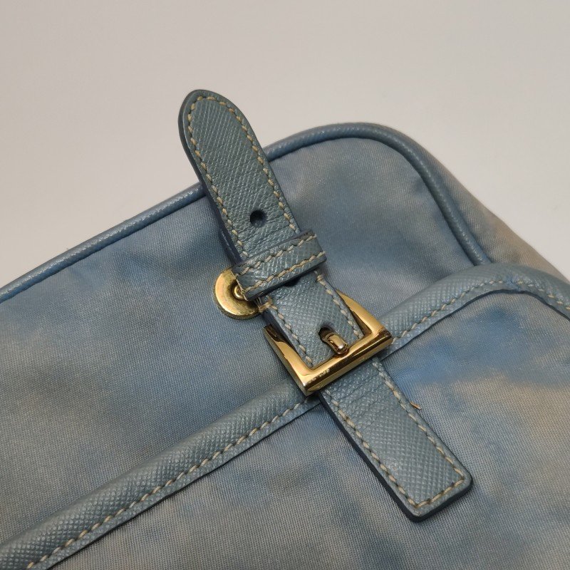 Prada牛皮尼龍布字母Logo皮帶扣斜挎包單肩包-17