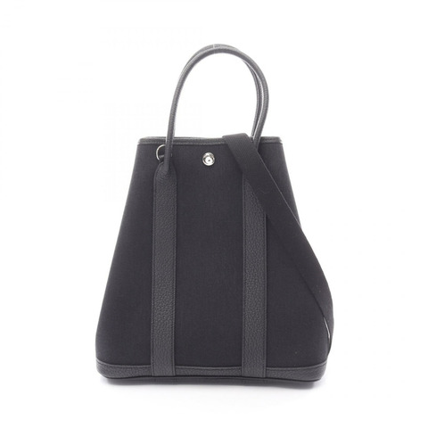 愛馬仕 Garden File PM 手提單肩包，軍用帆布皮革，黑色二手