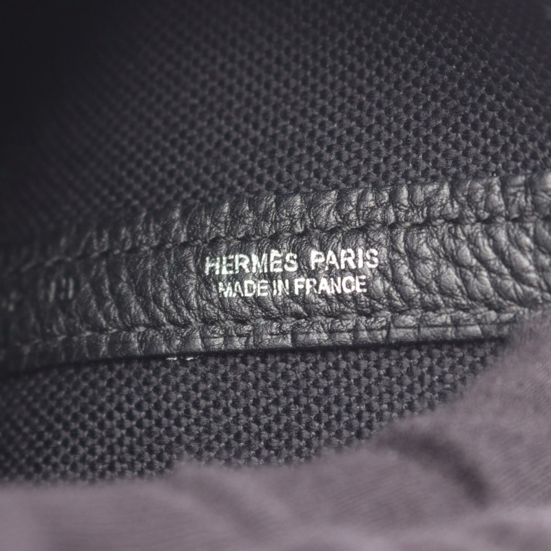 愛馬仕 Garden File PM 手提單肩包,軍用帆布皮革,黑色二手-3