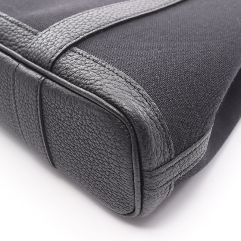 愛馬仕 Garden File PM 手提單肩包,軍用帆布皮革,黑色二手-5