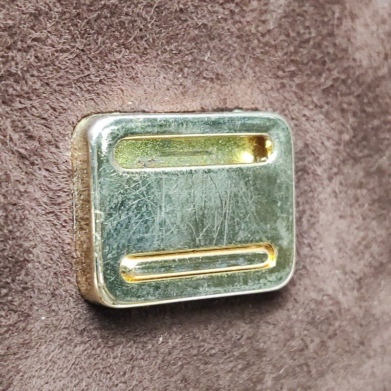 Prada翻毛皮純色字母Logo中古手提包-10