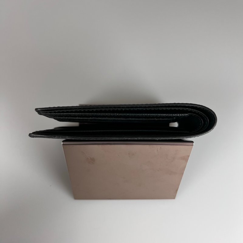 LV M61695/晶片款 黑老花對開短夾-4