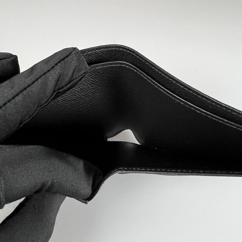 LV M61695/晶片款 黑老花對開短夾-7