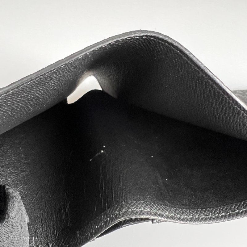 LV M61695/晶片款 黑老花對開短夾-8