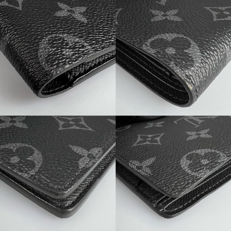 LV M61695/晶片款 黑老花對開短夾-10