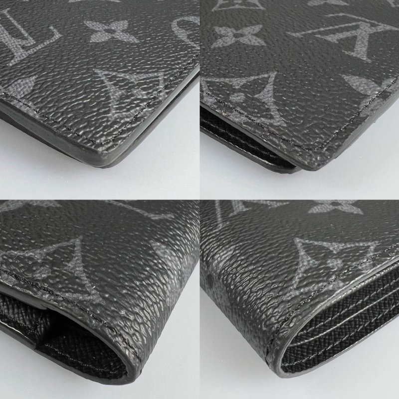 LV M61695/晶片款 黑老花對開短夾-11