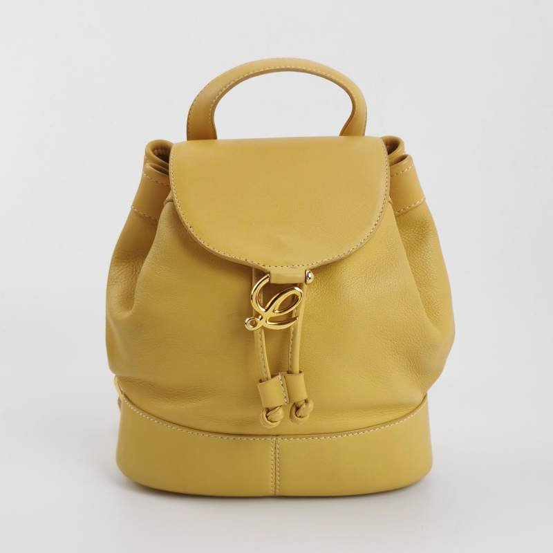 Loewe牛皮純色金屬字母Logo子母包雙肩包-2