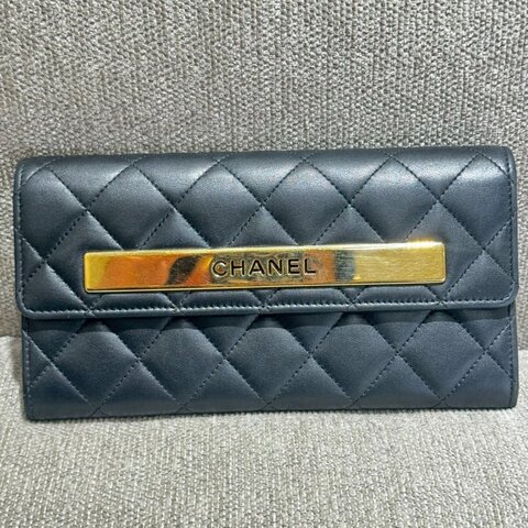 CHANEL 黑金扣長夾