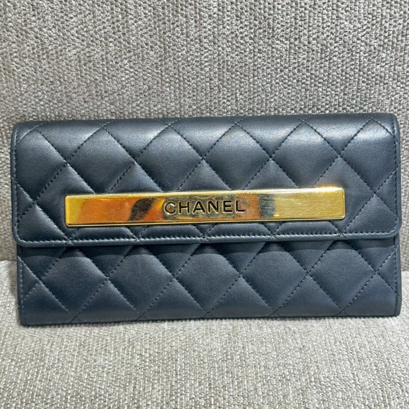 CHANEL 黑金扣長夾-0