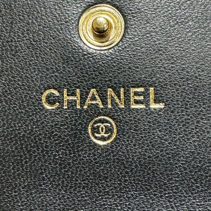 CHANEL 黑金扣長夾-6