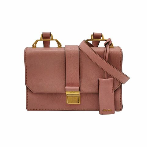 Miu Miu羊皮純色金屬扣斜挎包單肩包