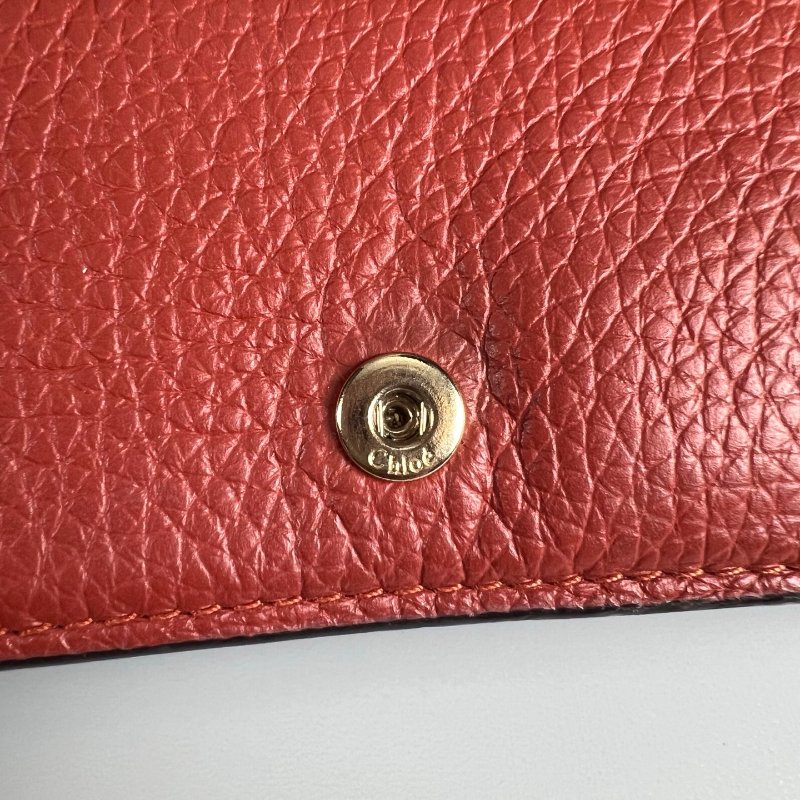 CHLOE 對開字母紅短夾-7