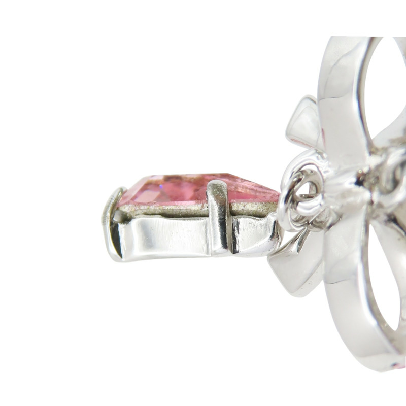 粉色水鑽 銀色鍍金 蝴蝶結水滴 項鏈【Dior 迪奧】-7