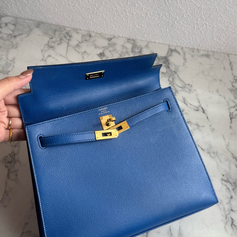 Hermes 71法國藍金釦kelly25 最搶手25尺寸✨✨-17