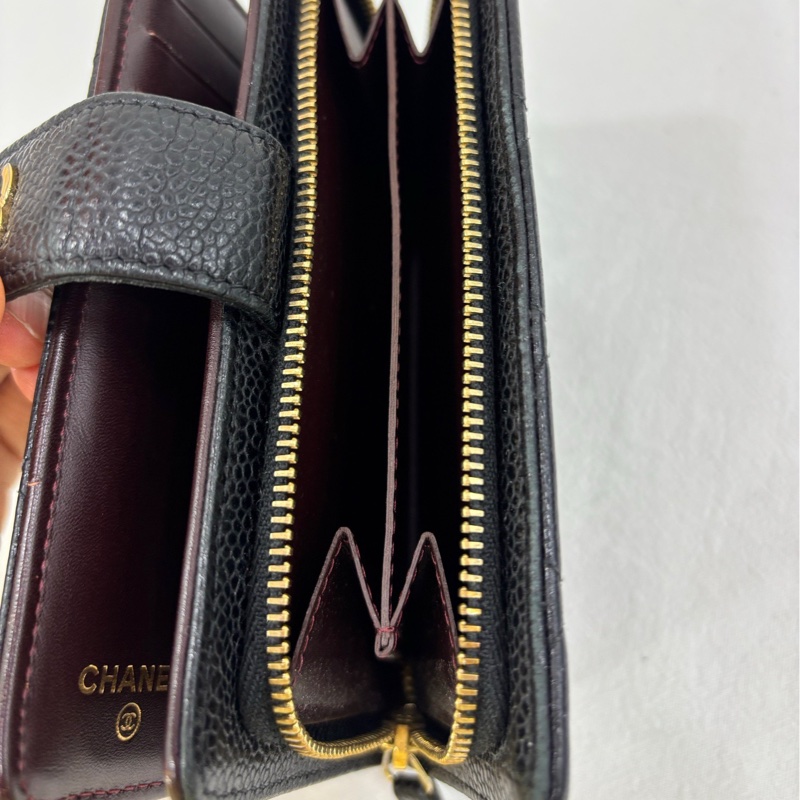 Chanel黑金荔枝紋皮夾 尺寸：10×15cm 附件無 鐳射標 21開-4