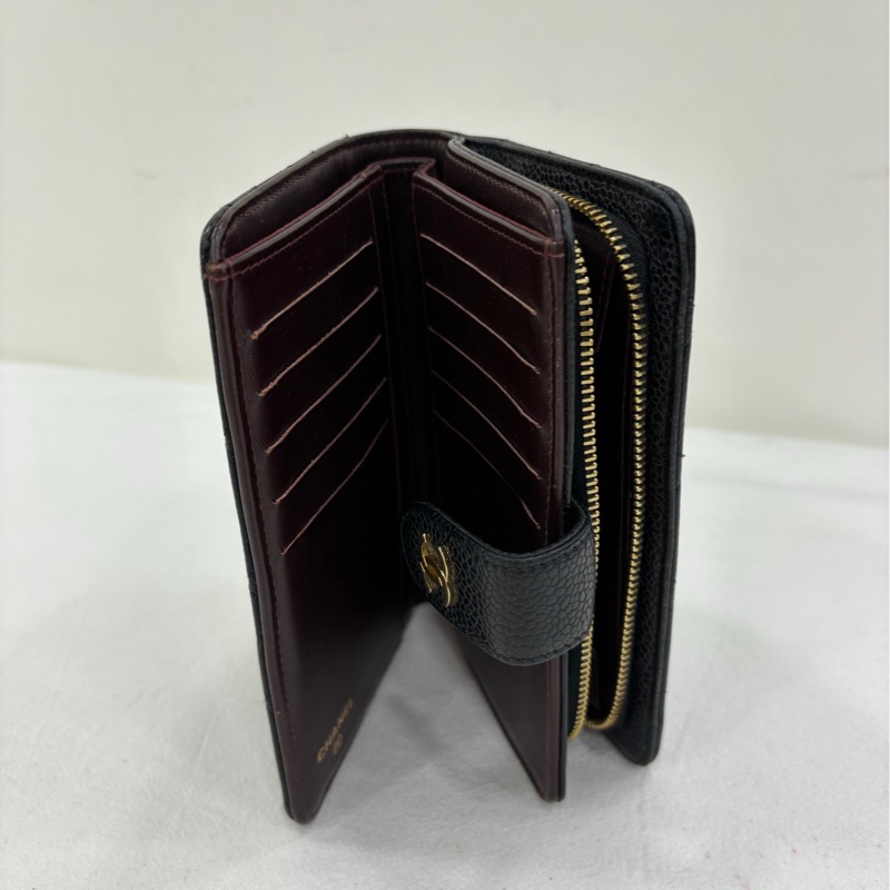 Chanel黑金荔枝紋皮夾 尺寸：10×15cm 附件無 鐳射標 21開-5