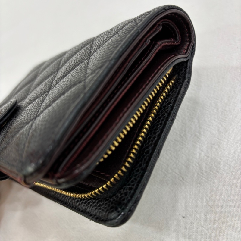 Chanel黑金荔枝紋皮夾 尺寸：10×15cm 附件無 鐳射標 21開-7