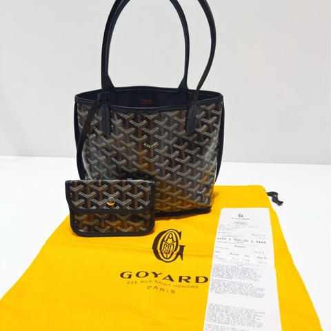 二手GOYARD黑色全皮雙面mini tote迷你托特購物包