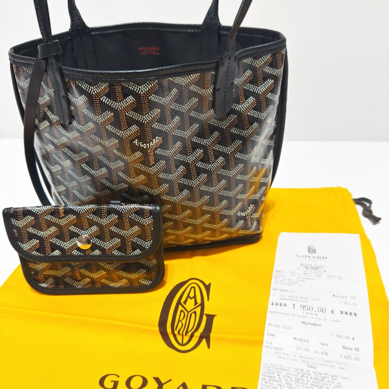 二手GOYARD黑色全皮雙面mini tote迷你托特購物包-1