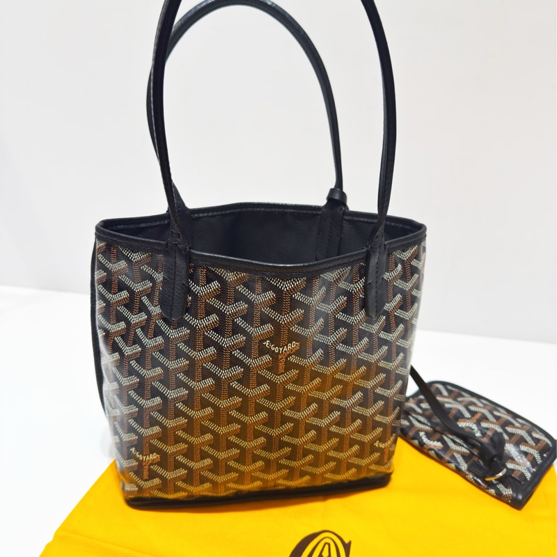 二手GOYARD黑色全皮雙面mini tote迷你托特購物包-4