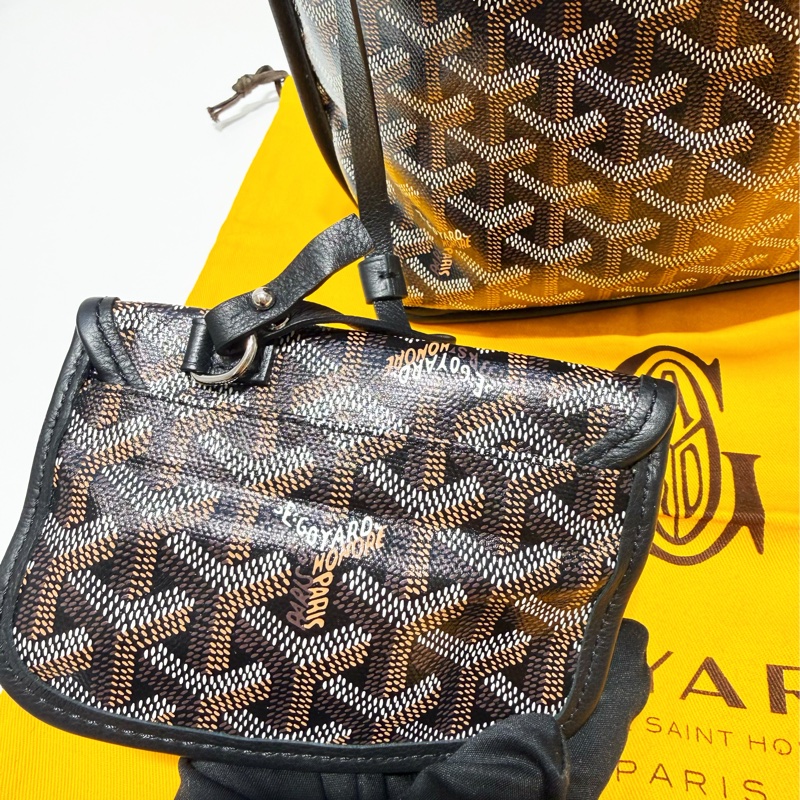 二手GOYARD黑色全皮雙面mini tote迷你托特購物包-6