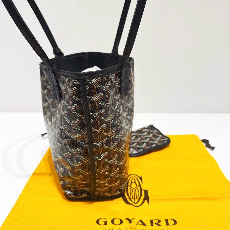 二手GOYARD黑色全皮雙面mini tote迷你托特購物包-8