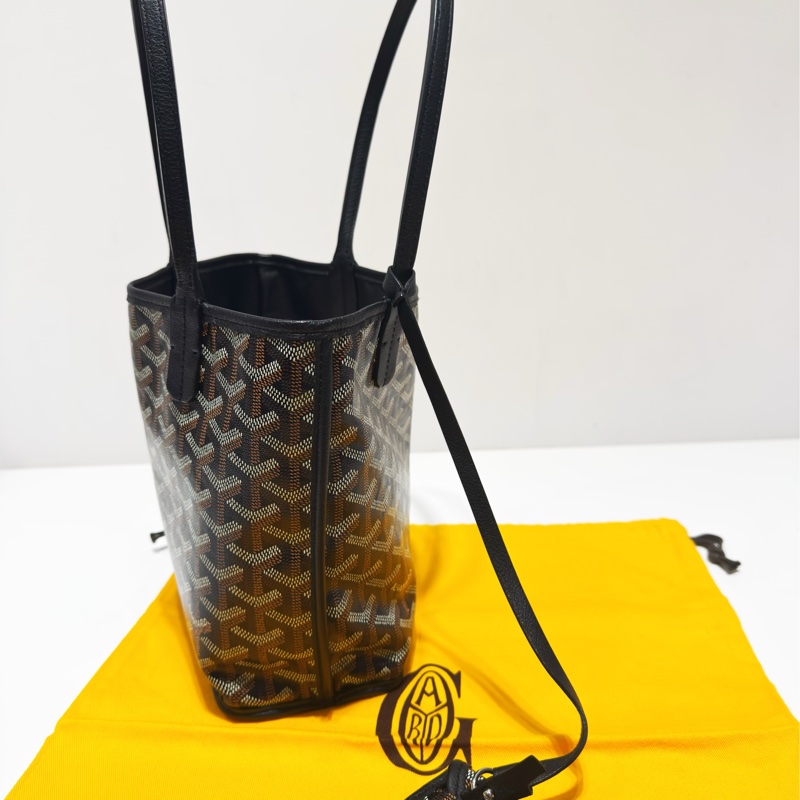 二手GOYARD黑色全皮雙面mini tote迷你托特購物包-9