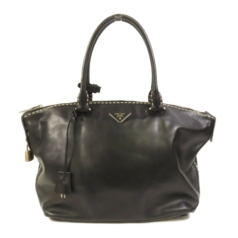 PRADA 牛皮皮革Handbag銀扣手挽袋-0