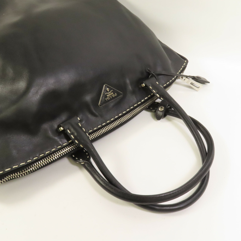 PRADA 牛皮皮革Handbag銀扣手挽袋-6