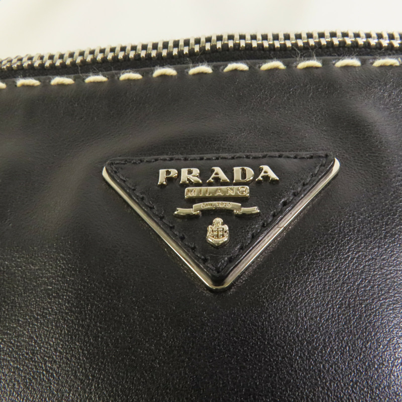 PRADA 牛皮皮革Handbag銀扣手挽袋-7