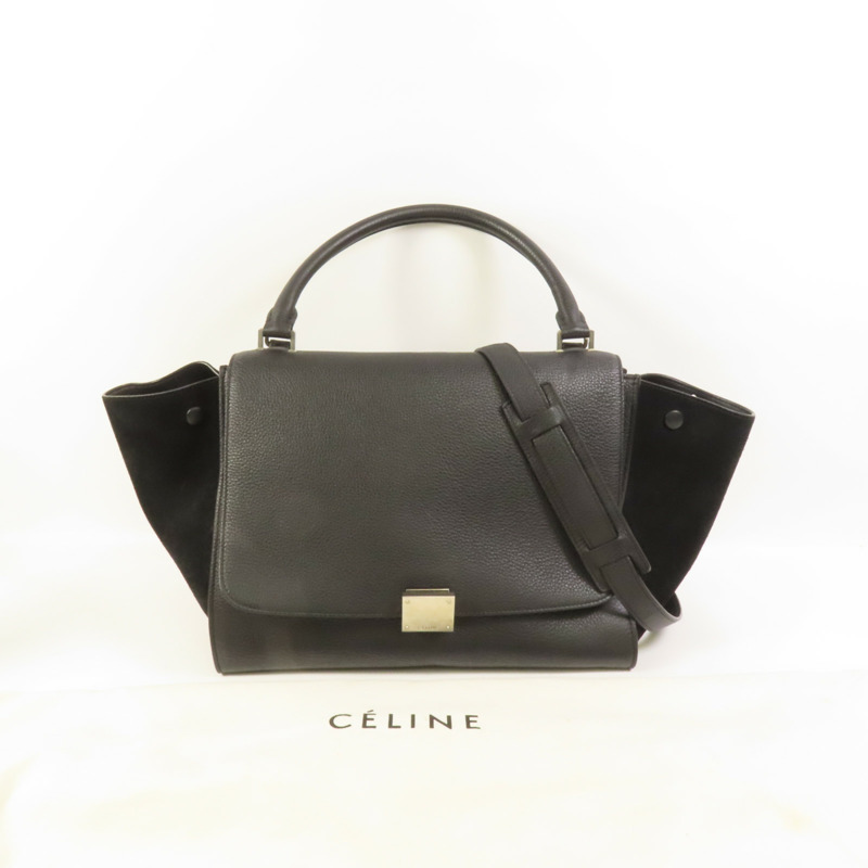 CELINE 牛皮皮革Trapeze Medium銀扣手挽肩背兩用袋-10
