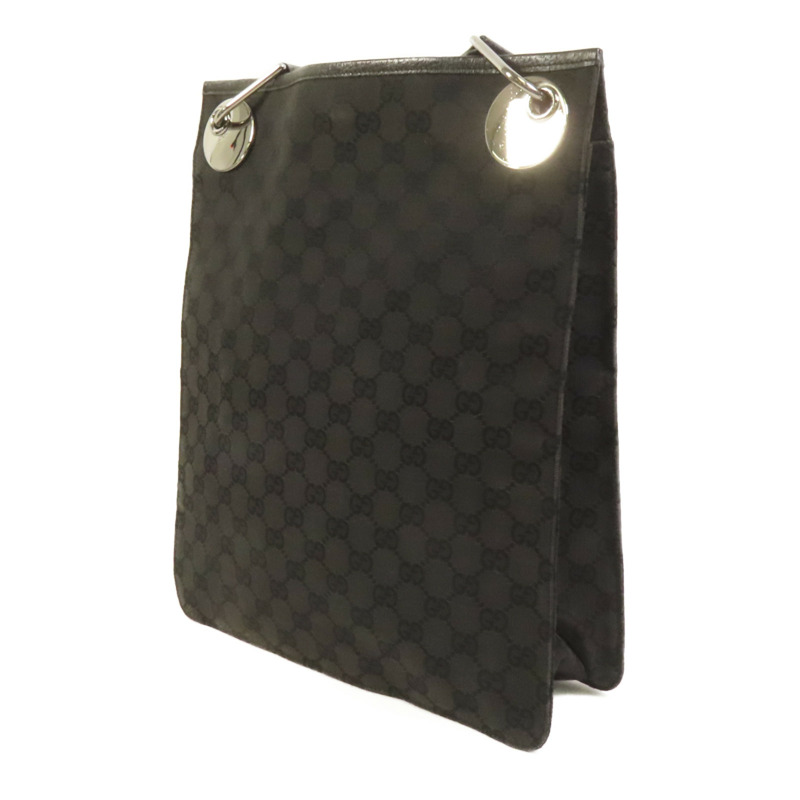 GUCCI 帆布Shoulder Bag銀扣肩背袋-2