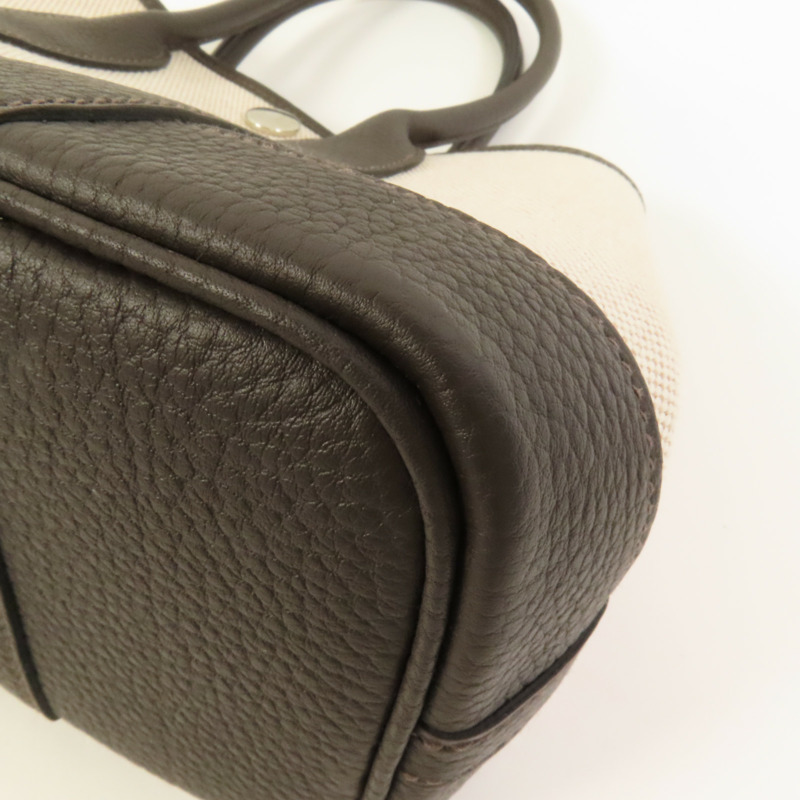 HERMES 帆布Garden Party 23銀扣手挽袋Ebene-11