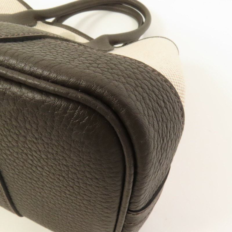 HERMES 帆布Garden Party 23銀扣手挽袋Ebene-12