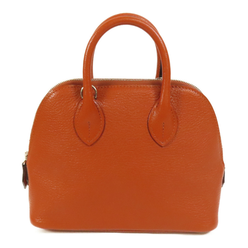 HERMES Chevre皮革Mini Bolide銀扣手挽肩背兩用袋Cuivre-1