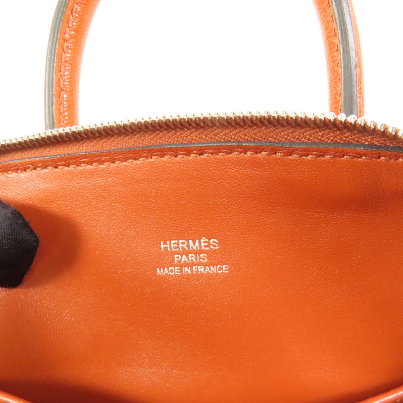HERMES Chevre皮革Mini Bolide銀扣手挽肩背兩用袋Cuivre-7