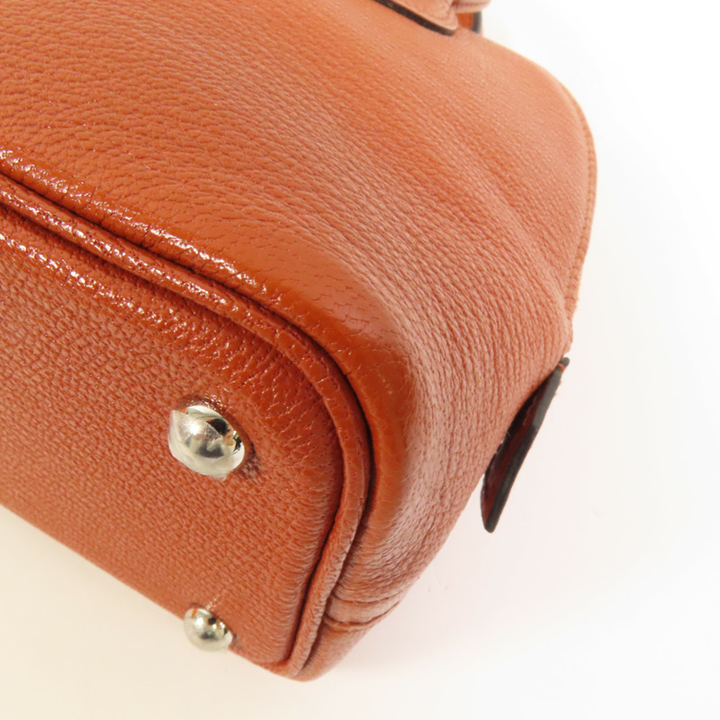 HERMES Chevre皮革Mini Bolide銀扣手挽肩背兩用袋Cuivre-11