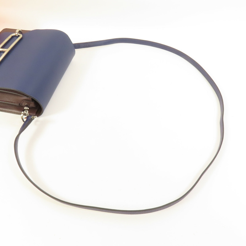 HERMES Evercolor皮革Mini Roulis銀扣肩背袋Rouge Sellier/Bleu Saphir-4